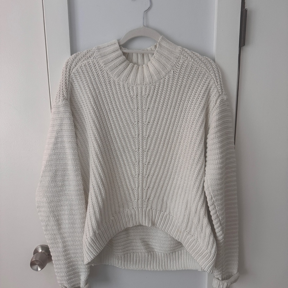 Lucky Brand Cream Crew Neck Sweater 100% Cotton